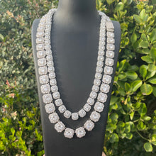 Load image into Gallery viewer, 13mm Cluster Diamond Tennis Chains in White Gold