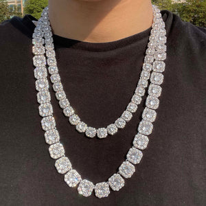 9mm Cluster Diamond Tennis Chains in White Gold