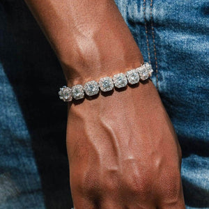 13mm Cluster Diamond Tennis Bracelet in White Gold