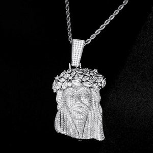 Large Fully Iced Jesus face pendant