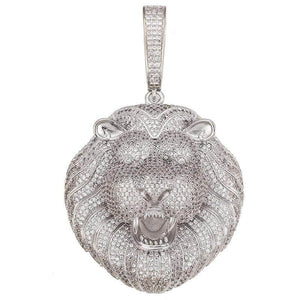 Large Fully Iced Lion Head Pendant