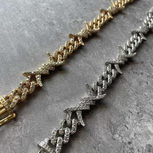 10mm Diamond Cuban Barbed Wire Bracelet