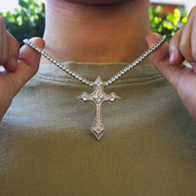 Load image into Gallery viewer, Iced Clustered Diamond Cross Pendant