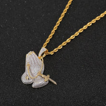 Load image into Gallery viewer, Iced Praying Hand Pendant