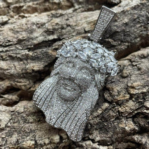 Large Fully Iced Jesus face pendant