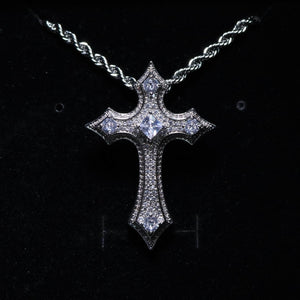 Iced Clustered Diamond Cross Pendant