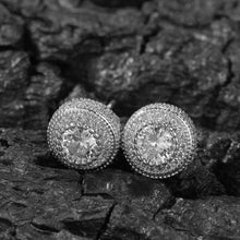 Load image into Gallery viewer, Sterling Silver Iced Button Earrings