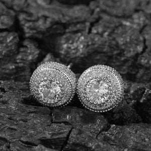 Sterling Silver Iced Button Earrings