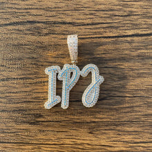 Load image into Gallery viewer, Costume Blue Diamond Two Layer Script Letter Pendant