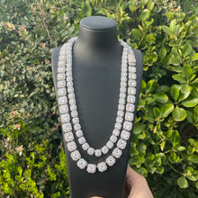 Load image into Gallery viewer, 9mm Cluster Diamond Tennis Chains in White Gold