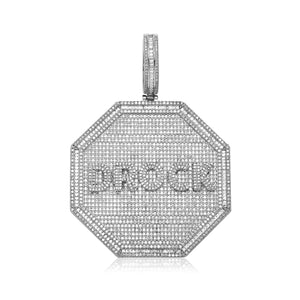 Costume Bust down octagonal pendant in White Gold