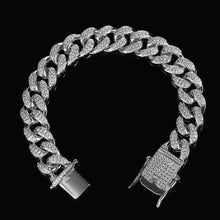 Load image into Gallery viewer, 12mm White Gold Iced Cuban Bracelet
