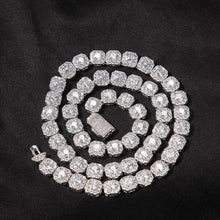 Load image into Gallery viewer, 9mm Cluster Diamond Tennis Chains in White Gold