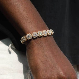 13mm Cluster Diamond Tennis Bracelet in Yellow Gold