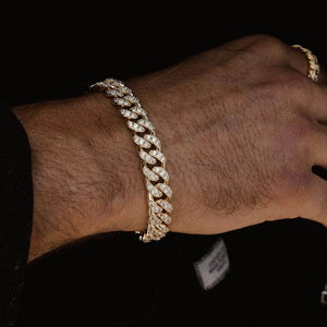 8mm Diamond Cuban Bracelet In Yellow Gold